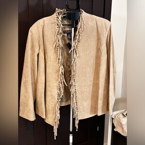 Dialogue Tan Fringe Leather Jacket